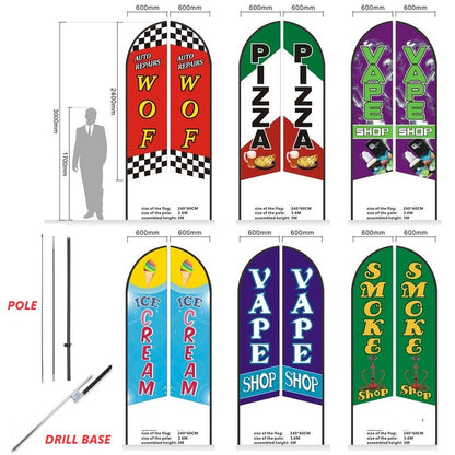 WOF 3.4M SET- Pre-print Double Sided Feather Banner Flag Business Commersial 3M SET