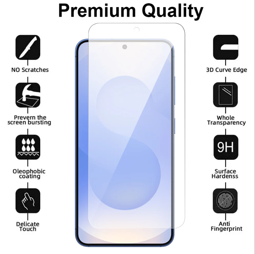 Samsung Galaxy S26 Plus Clear Tempered Glass Screen Protector – 9H Hardness