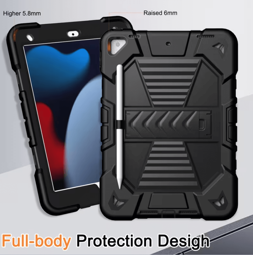 Rugged iPad 10.2 Case (7th/8th/9th Gen) – Shockproof Cover, Stand & Pencil Holder