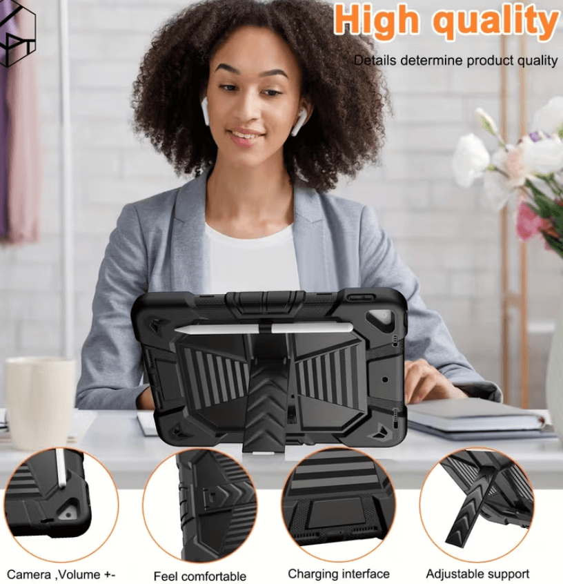 Rugged iPad 10.2 Case (7th/8th/9th Gen) – Shockproof Cover, Stand & Pencil Holder