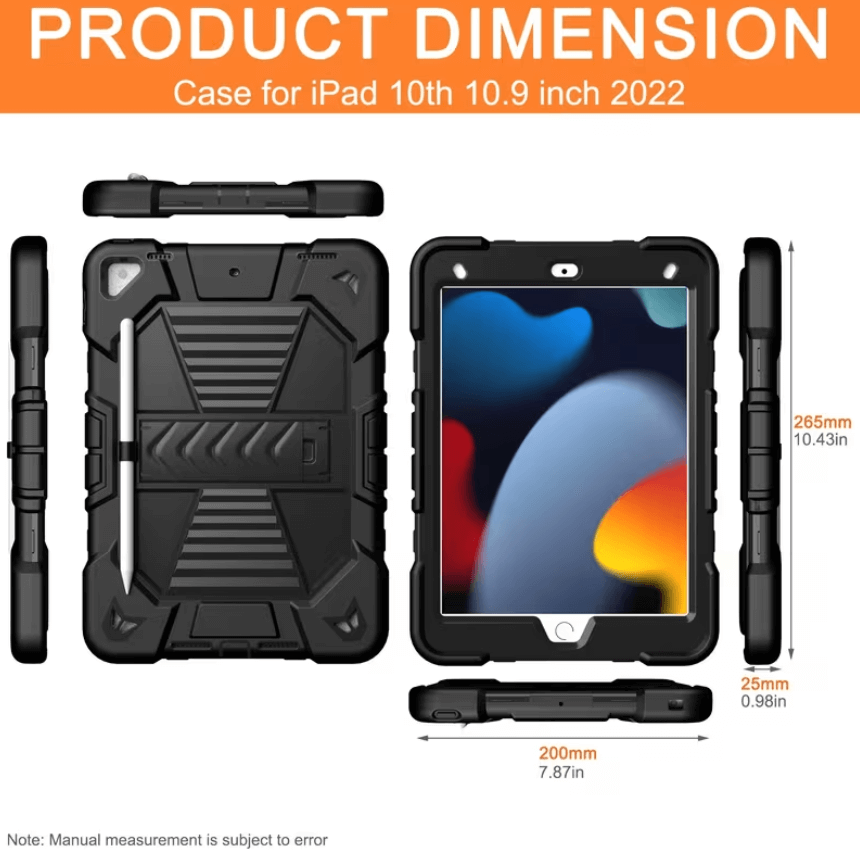 Rugged iPad 10.2 Case (7th/8th/9th Gen) – Shockproof Cover, Stand & Pencil Holder