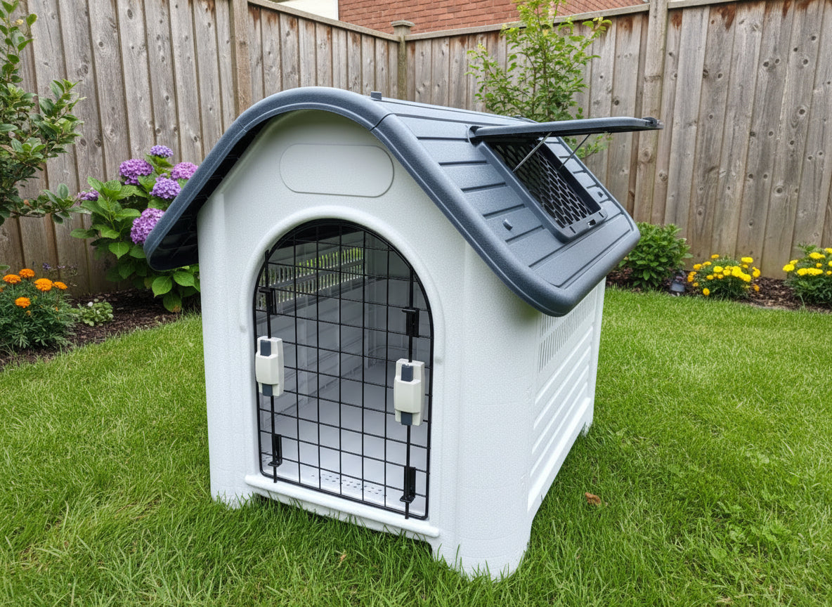Large Dog House with Window- Dark Green
