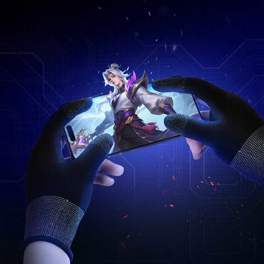 Mobile Gaming Finger Sleeves Silver Fiber (GA21)