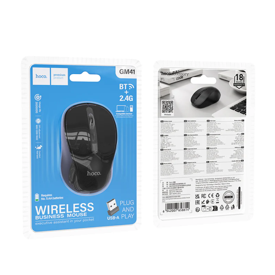 Hoco Wireless Mouse Dual Mode Upto 1600 DPI (GM41)