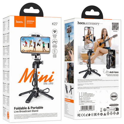 Hoco Mini Bluetooth Selfie Stick Tripod With Remote (K27)