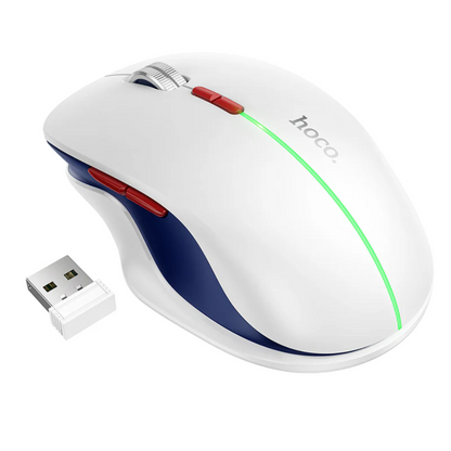 Wireless Mouse Dual Mode Bluetooth LED Rechargeable (GM40) White