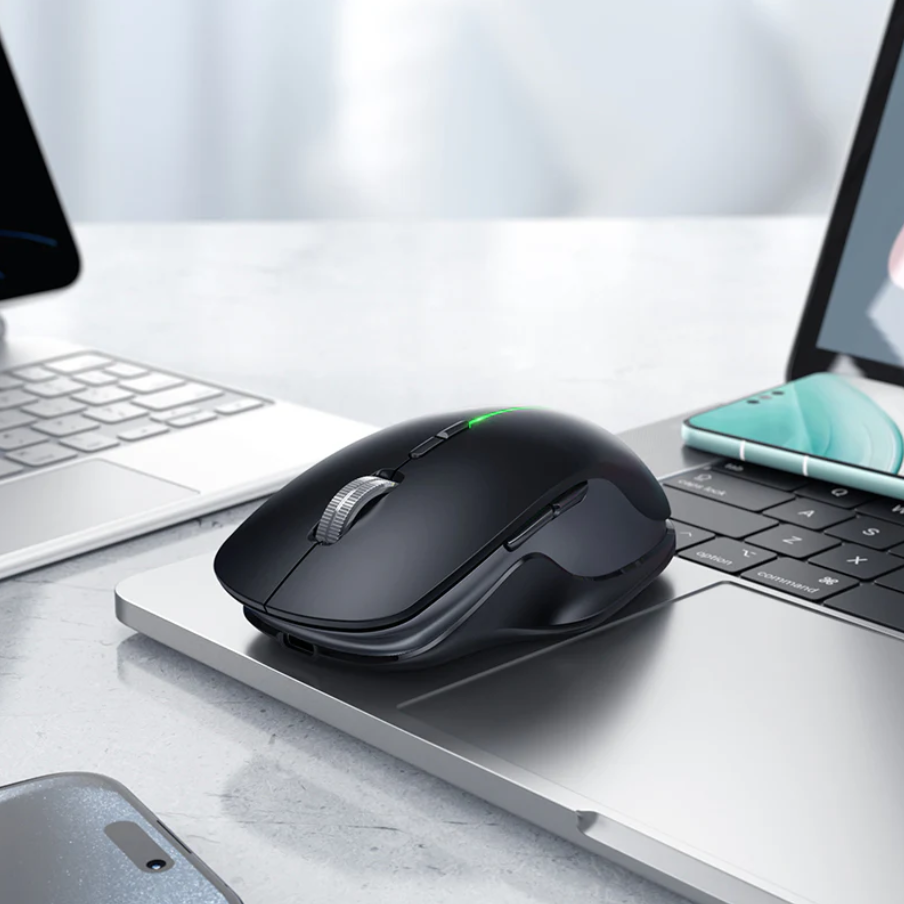 Wireless Mouse Dual Mode Bluetooth LED Rechargeable (GM40) Black
