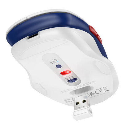 Wireless Mouse Dual Mode Bluetooth LED Rechargeable (GM40) White