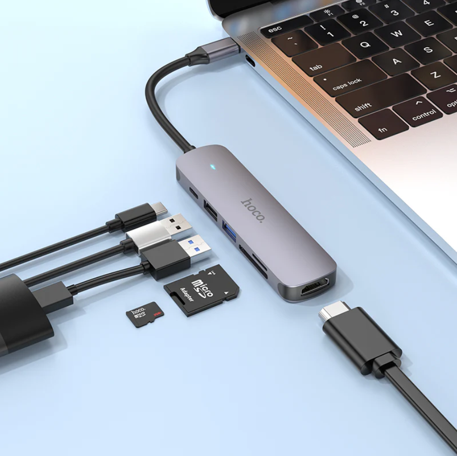Hoco PD 100W USB-C Multi Function 6 in 1 Adapter Hub (HB28)