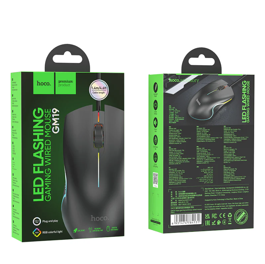Hoco Wired Gaming Mouse RGB Ergonomic GM19