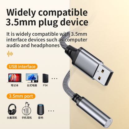 USB to 3.5mm Audio Adapter Cable for Car, Computer & Speaker (USB 3.5mm)