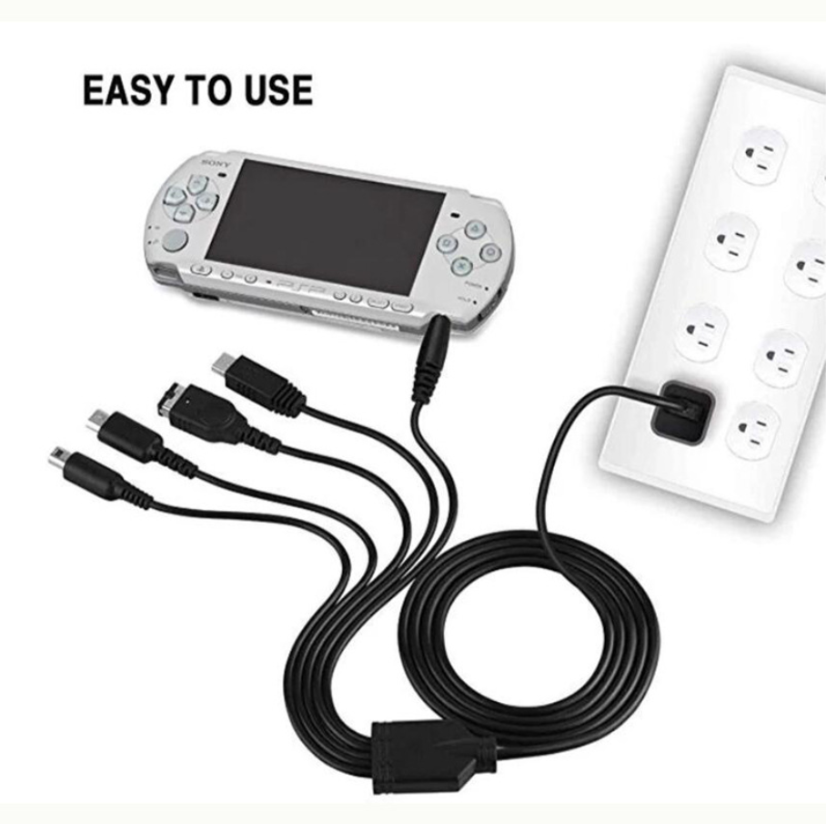 5-in-1 USB Charging Cable for Nintendo 3DS, DS Lite, DSi, Wii U, GBA SP & PSP