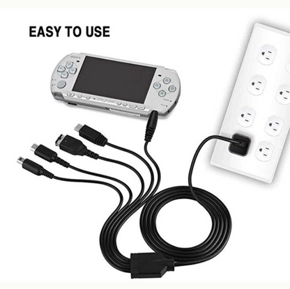 5-in-1 USB Charging Cable for Nintendo 3DS, DS Lite, DSi, Wii U, GBA SP & PSP