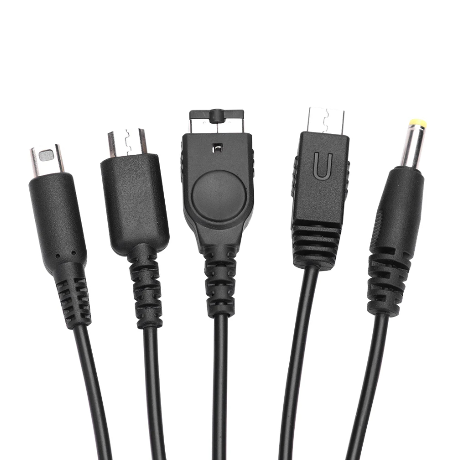 5-in-1 USB Charging Cable for Nintendo 3DS, DS Lite, DSi, Wii U, GBA SP & PSP