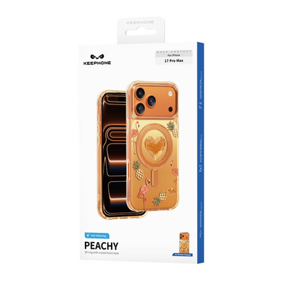 Keephone 3D Heart Glitter Case for iPhone 18 Pro Max | MagSafe Compatible (Peachy)