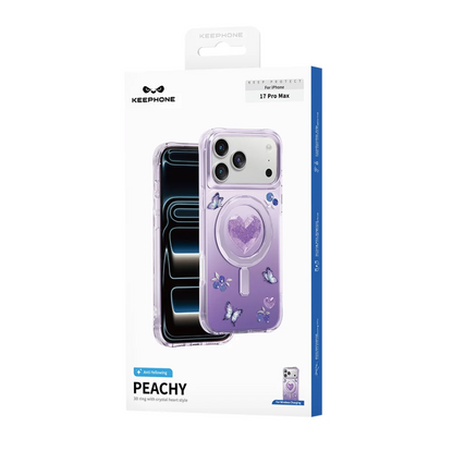 Keephone 3D Heart Glitter Case for iPhone 17 Pro Max | MagSafe Compatible (Peachy)