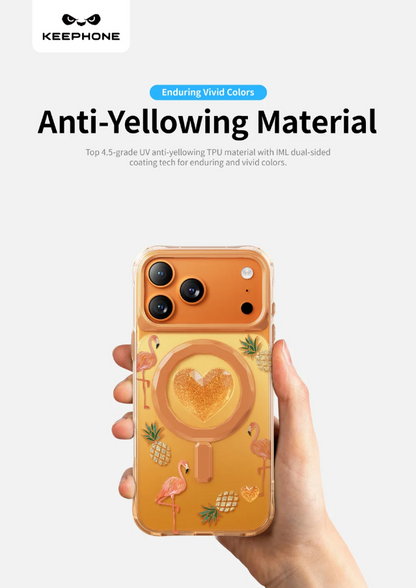 Keephone 3D Heart Glitter Case for iPhone 17 Pro Max | MagSafe Compatible (Peachy)