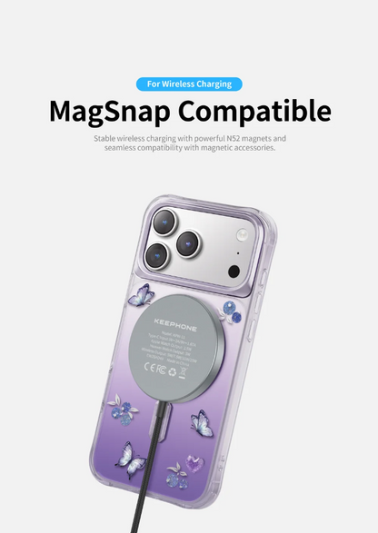 Keephone 3D Heart Glitter Case for iPhone 17 Pro Max | MagSafe Compatible (Peachy)