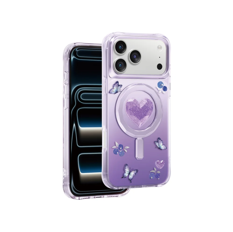 Keephone 3D Heart Glitter Case for iPhone 18 Pro Max | MagSafe Compatible (Peachy)