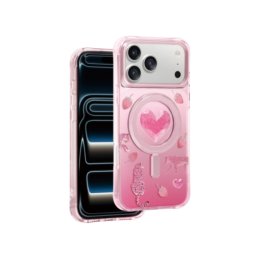 Keephone 3D Heart Glitter Case for iPhone 18 Pro Max | MagSafe Compatible (Peachy)