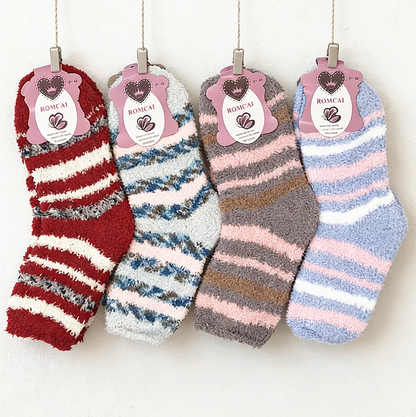 Soft & Warm Fleece Socks (12 pairs) Plush Slipper Sock Winter Fluffy Microfiber