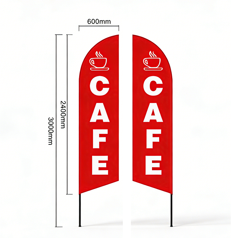 'CAFE-RED' 3.4m Sign Commercial Feather Banner Flag
