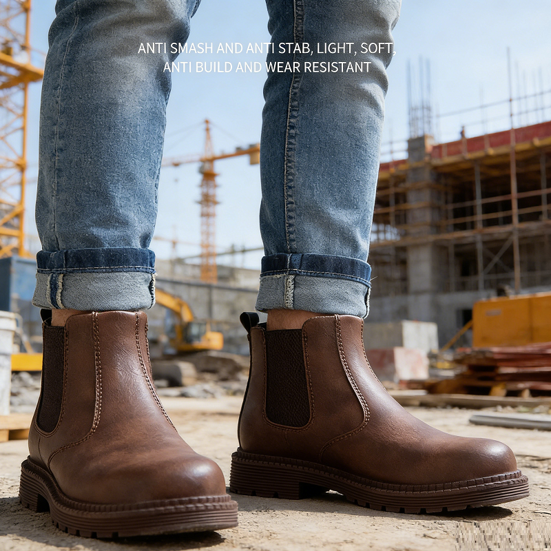 Steel Toe Work Shoes Slip On Safety Oiled Leather Boot Puncture Proof Soft Light