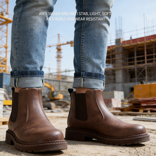 Steel Toe Work Shoes Slip On Safety Oiled Leather Boot Puncture Proof Soft Light