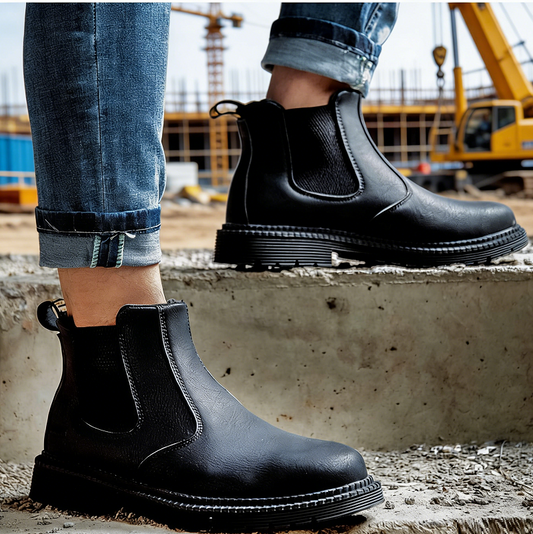 Steel Toe Work Shoes Slip On Safety Oiled Leather Boot Puncture Proof Soft Light