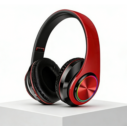 RED/B- Wireless Bluetooth Headset Headphones Foldable Stereo Earphones LED Super