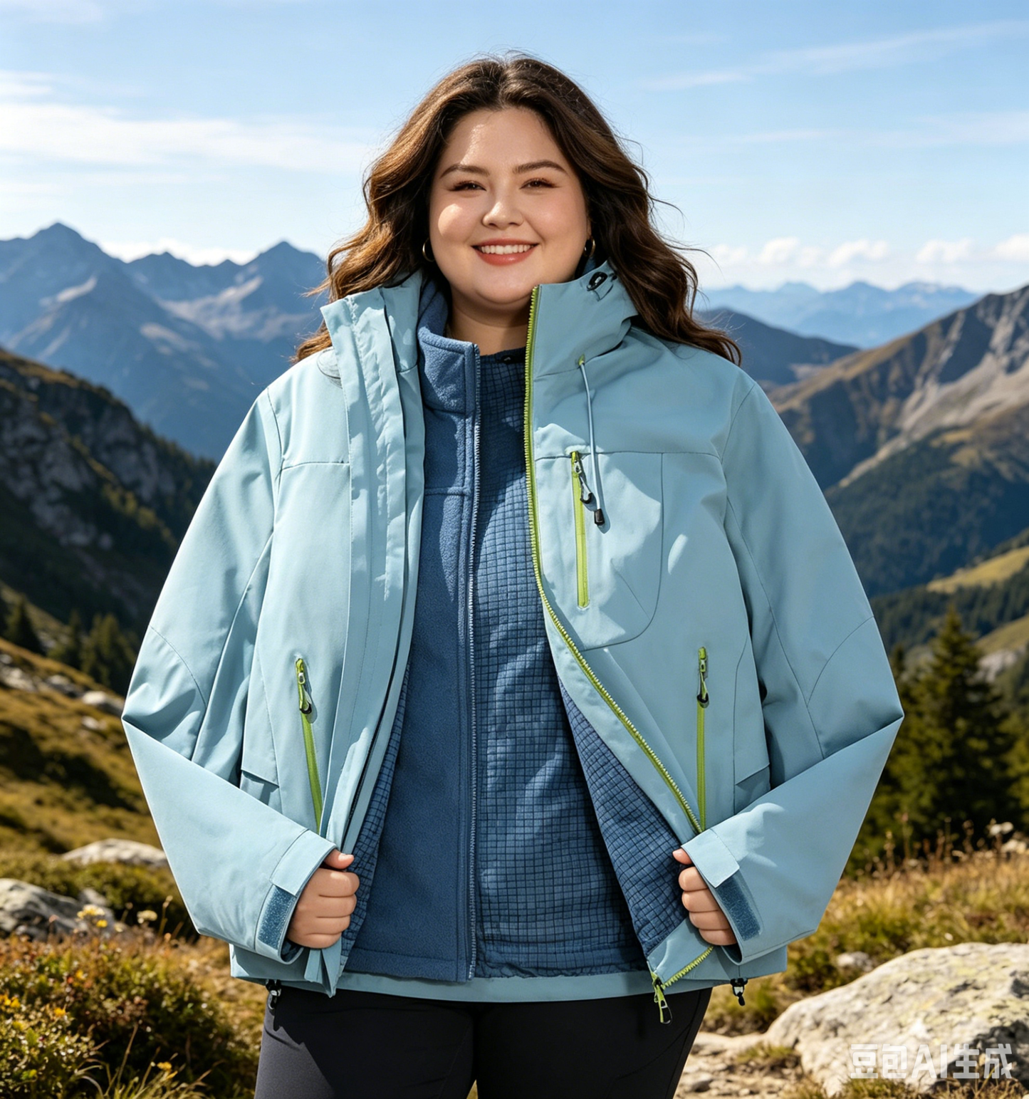 Unisex 3-in-1 Detachable Outdoor Jacket Waterproof Windproof Mountain Coat