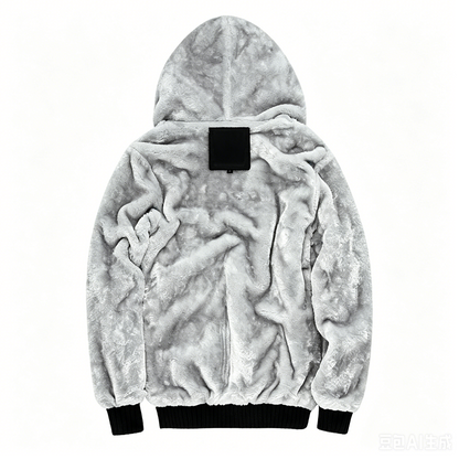 Fleece Lining Thermal Hood Jacket BLACK/5XL