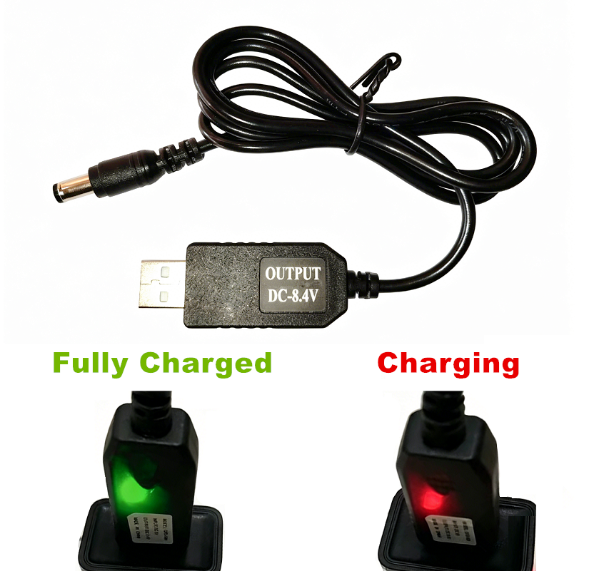 USB To 5.5mm x 2.1mm Plug Barrel Jack 8.4v/1a DC Power Supply Cord Cable