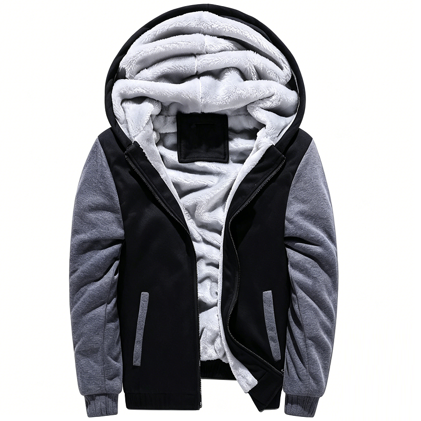 Black Mix Fleece Lining Thermal Hood Jacket Size 4xl