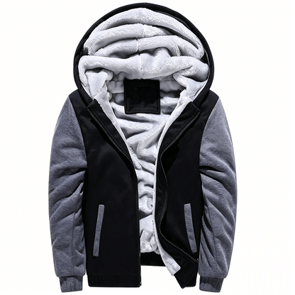 Black Mix Fleece Lining Thermal Hood Jacket Size 4xl