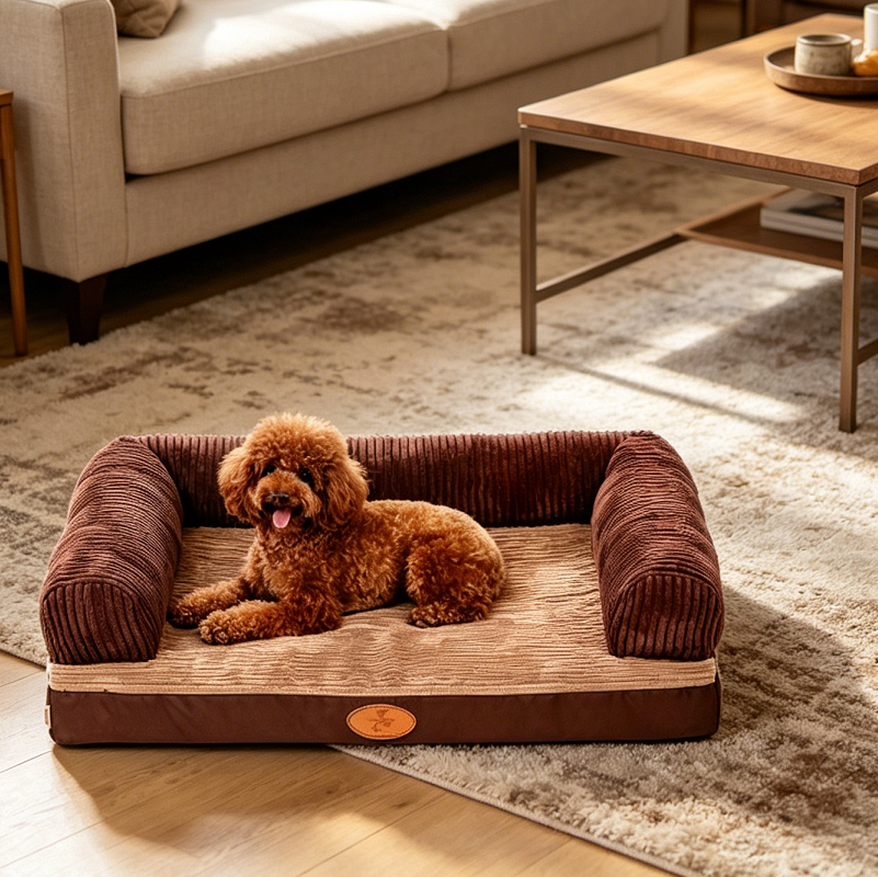 60 x 45cm Pet Sofa Bed with L-Shaped Cushioned Support