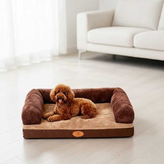 60 x 45cm Pet Sofa Bed with L-Shaped Cushioned Support
