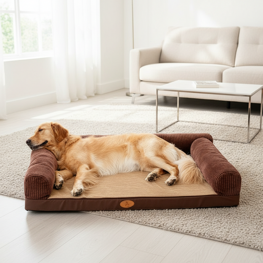 100 x 80cm M Pet Sofa Bed with L-Shaped Cushioned Support Pillow