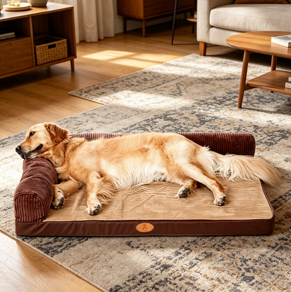 100 x 80cm M Pet Sofa Bed with L-Shaped Cushioned Support Pillow
