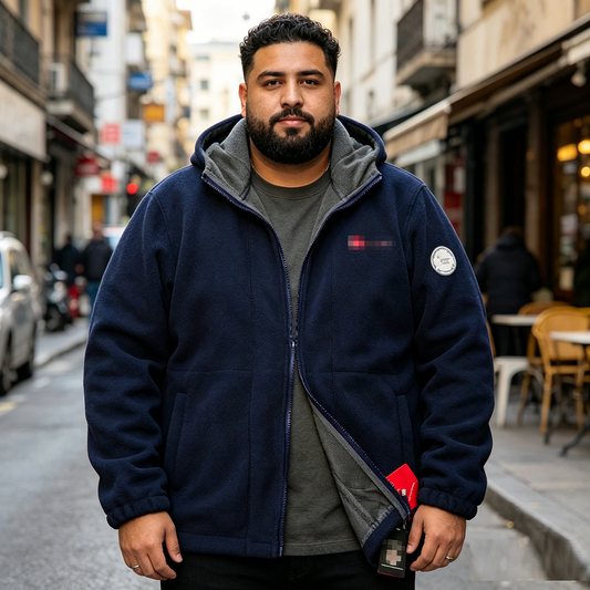 Men's Hooded Fleece Jacket NAVY M/XL/3XL