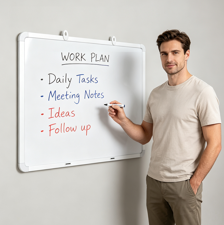 Whiteboard Magnetic Double Sides 87X57CM