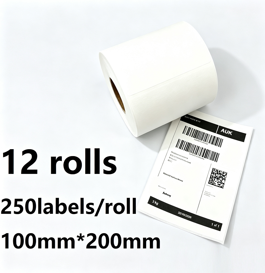 12 Rolls Premium 100x200mm Direct-thermal labels 250pcs/roll Self Adhesive Label