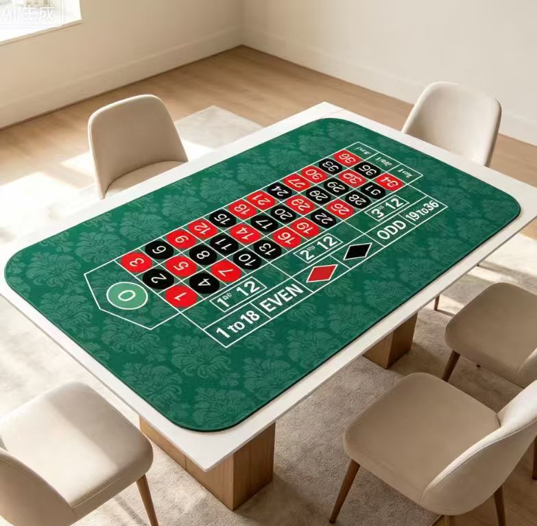 Poker Table Mat 10 Players Texas Hold'em Poker Mat 180cm *90 Anti-Slip Rubber