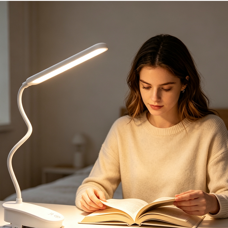 Rechargeable Clip-On LED Lamp USB Flexible Touch Control Desk Reading Light