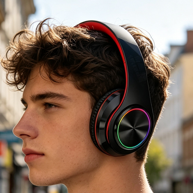 Wireless bluetooth Headset Headphones Foldable Stereo Earphones LED Super