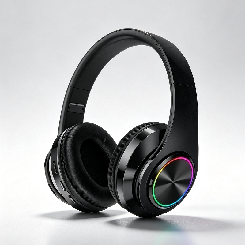 BLACK- Wireless bluetooth Headset Headphones Foldable Stereo Earphones LED Super