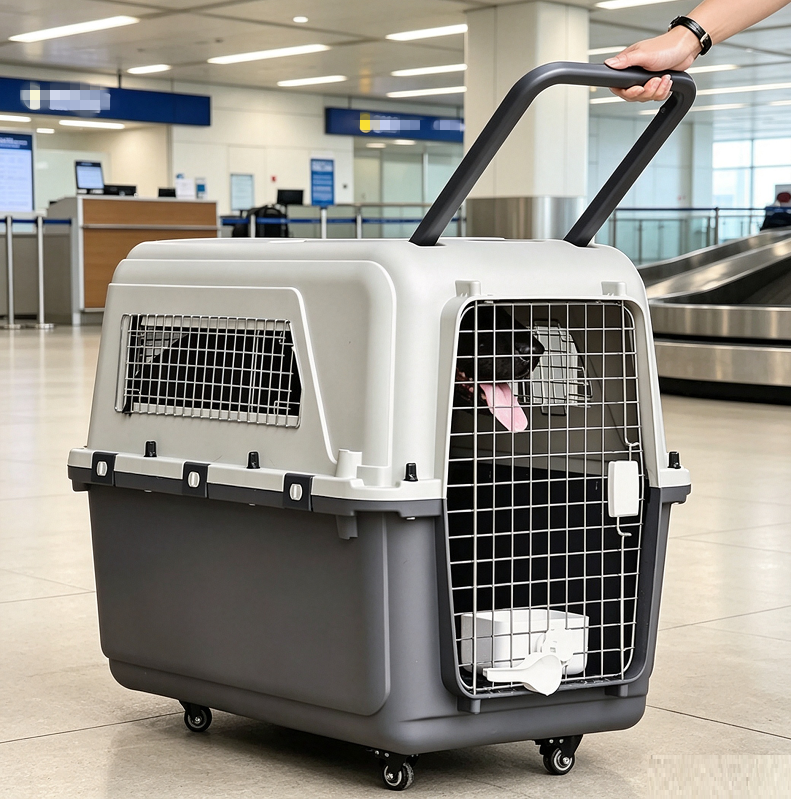 84cm - Wheeled Plastic Airline Travel Cage/Carrier/Crate