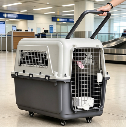 84cm - Wheeled Plastic Airline Travel Cage/Carrier/Crate