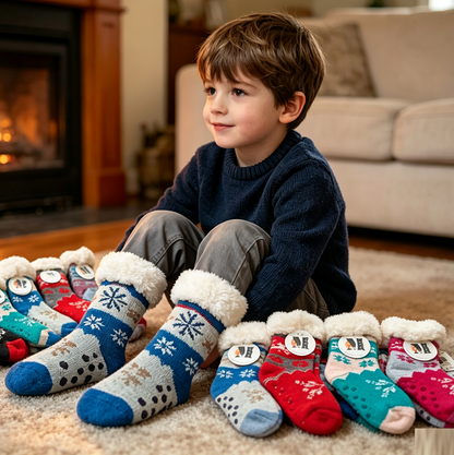 4 Pairs Kids Slipper Fuzzy Socks Winter Super Warm Soft Socks with Grippers