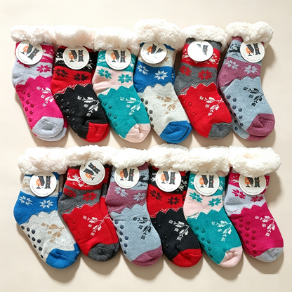 4 Pairs Kids Slipper Fuzzy Socks Winter Super Warm Soft Socks with Grippers